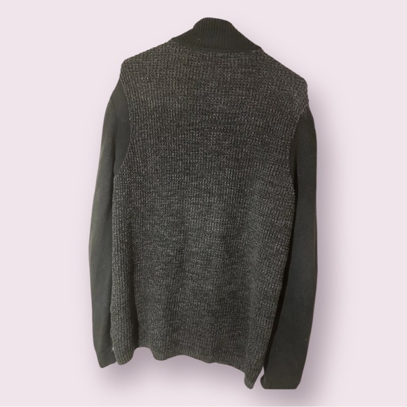 Calvin Klein Black Full Zip Front Rib Knit 100% Cotton Sweater Medium Vintage - Picture 2 of 4